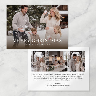 Elegant Family Photo Collage Christmas Card