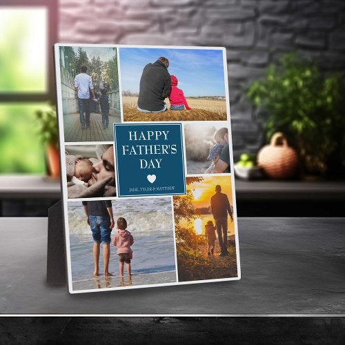 Elegant Family Photo Collage  Fathers Day Plaque