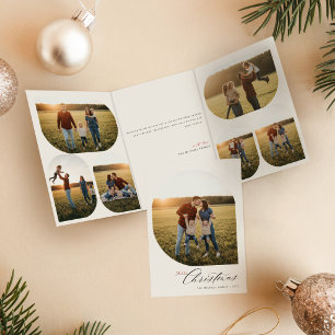 Elegant Family Photo Collage Merry Christmas Tri-Fold Invitation