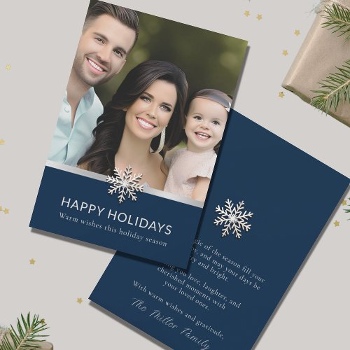 Elegant Family Photo Flat Holiday Card