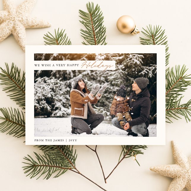 Elegant Family Photo Happy Holiday Christmas Card (Creator Uploaded)