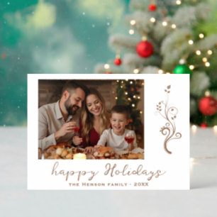 Elegant Family Photo Happy Holidays  Letterpress Photo Cards