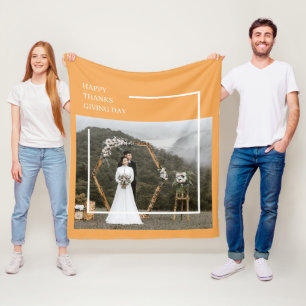 Elegant Family Photo & Happy Thanksgiving Fleece Blanket