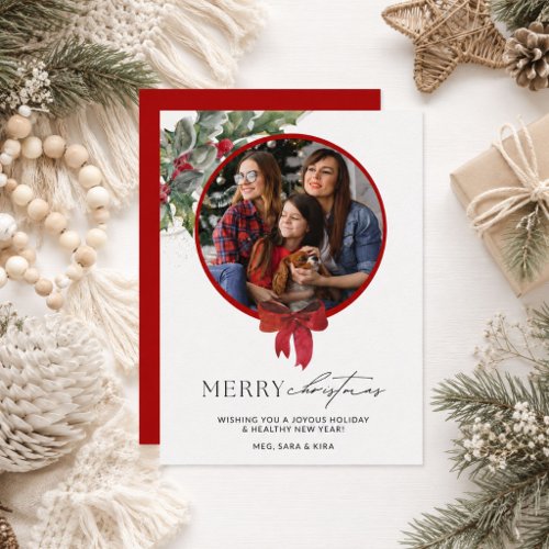 Elegant Family Photo Merry Christmas Card