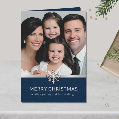 Elegant Family Photo Merry Christmas Card