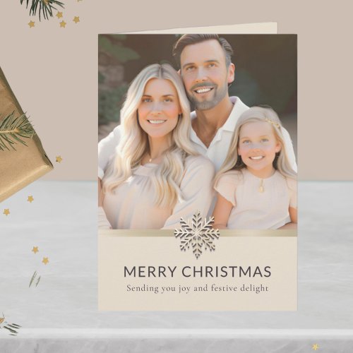 Elegant Family Photo Merry Christmas Card