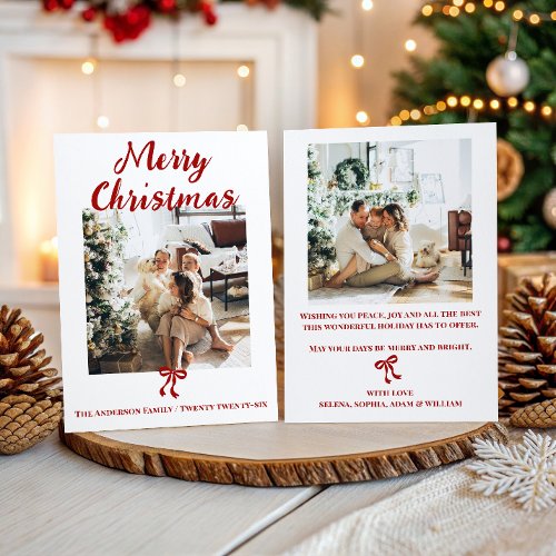 Elegant Family Photo Merry Christmas Holiday Card