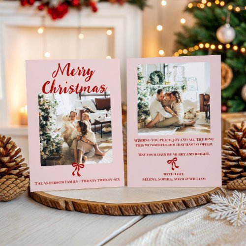 Elegant Family Photo Merry Christmas Holiday Card