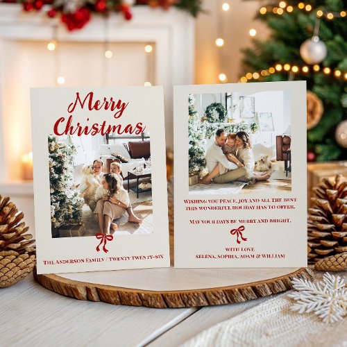 Elegant Family Photo Merry Christmas Holiday Card