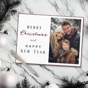 Elegant Family Photo Merry Christmas New Year Postcard