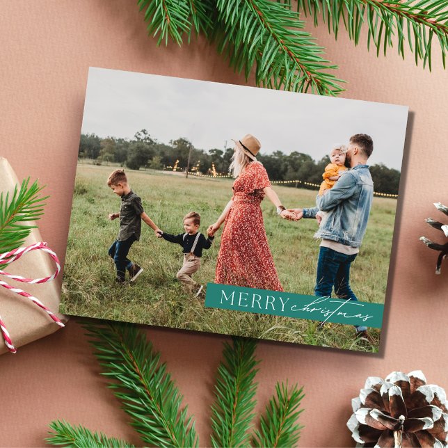Elegant Family Photo Modern Merry Christmas Holiday Card (Elegant Family Photo Modern Merry Christmas Holiday Card)