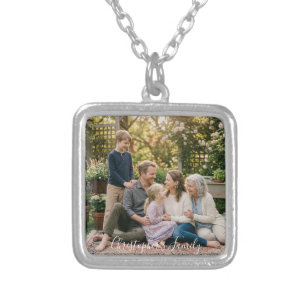 Elegant Family Photo Personalized Silver Plated Necklace