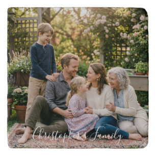 Elegant Family Photo Personalized Trivet