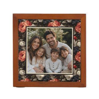Elegant Family Picture Frame Desk Organizer