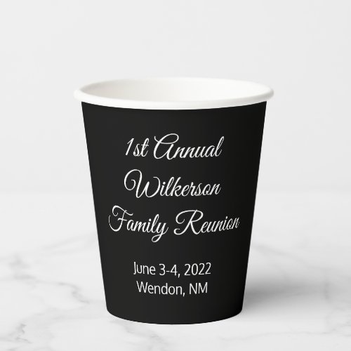 Elegant Family Reunion Black Paper Cups