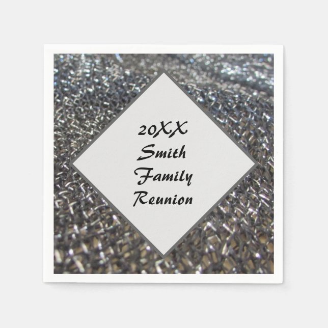 Elegant Family Reunion Black White Annual Dinner Napkins (Front)