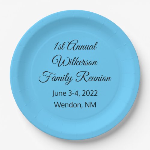 Elegant Family Reunion Blue Paper Plates