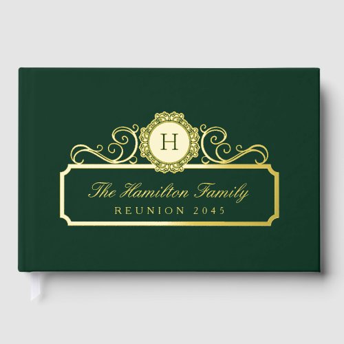 Elegant Family Reunion Gold Foil Monogram Green
