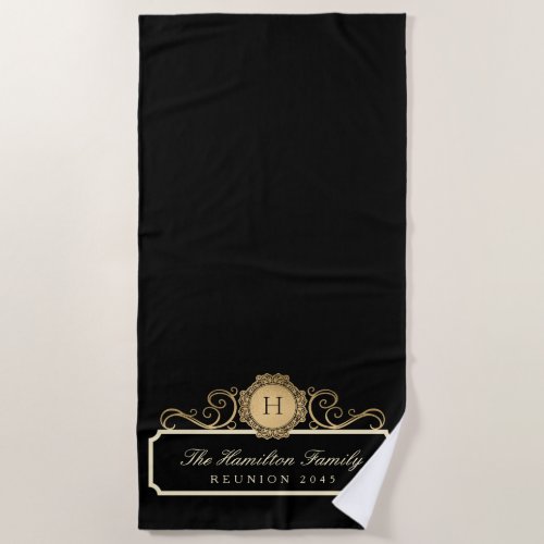 Elegant Family Reunion Gold Monogram Black