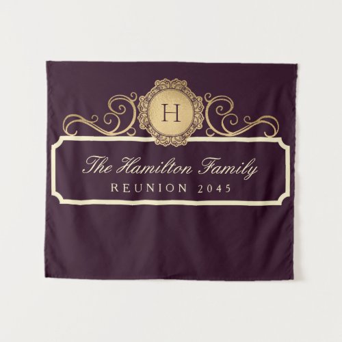 Elegant Family Reunion Gold Monogram Burgundy Wine