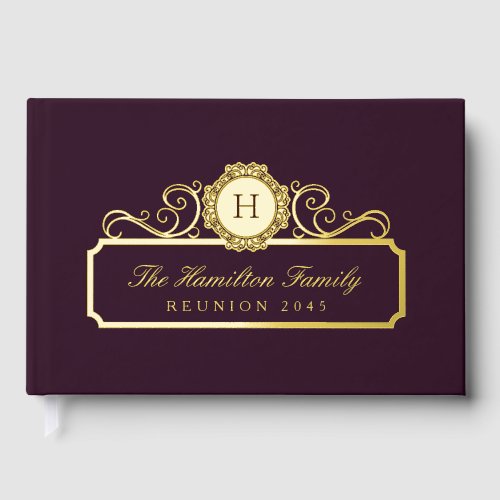 Elegant Family Reunion Gold Monogram Wine Burgundy