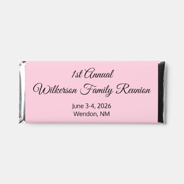 Elegant Family Reunion in Pink: Hershey Bar Favors (Front)