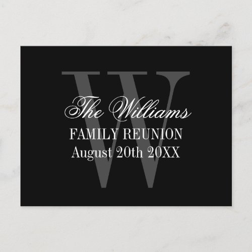 Elegant family reunion monogram Save the date Announcement Postcard