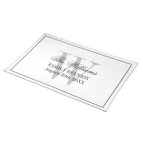 Elegant Family Reunion party custom name monogram Cloth Placemat