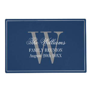Elegant Family Reunion party custom name monogram Placemat