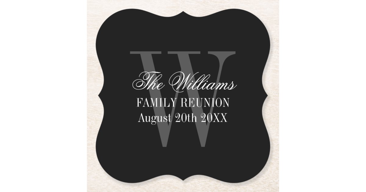 Elegant family reunion party gathering custom paper coaster | Zazzle