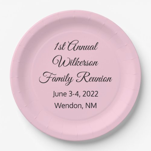 Elegant Family Reunion Pink Paper Plates