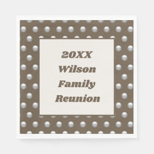 Elegant Family Reunion Silver Polka Dot Pattern Napkins