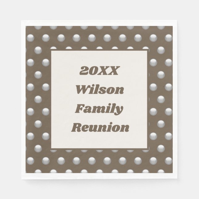 Elegant Family Reunion Silver Polka Dot Pattern Napkins (Front)