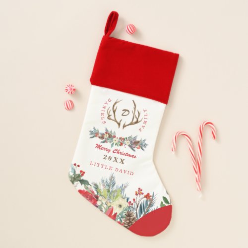 Elegant family seasonal decor monogrammed christmas stocking