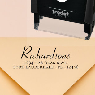 Elegant Family Surname Script Return Address Self- Self-inking Stamp