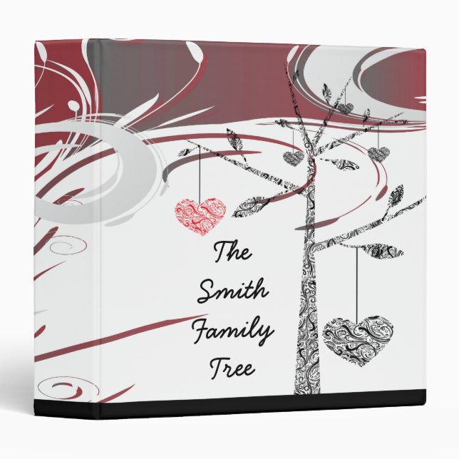 elegant family tree heart geneology binder (Front/Spine)