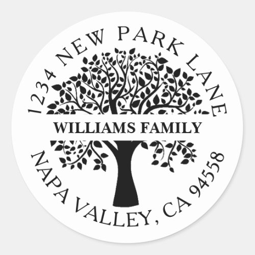 Elegant Family Tree Return Address  Classic Round Sticker