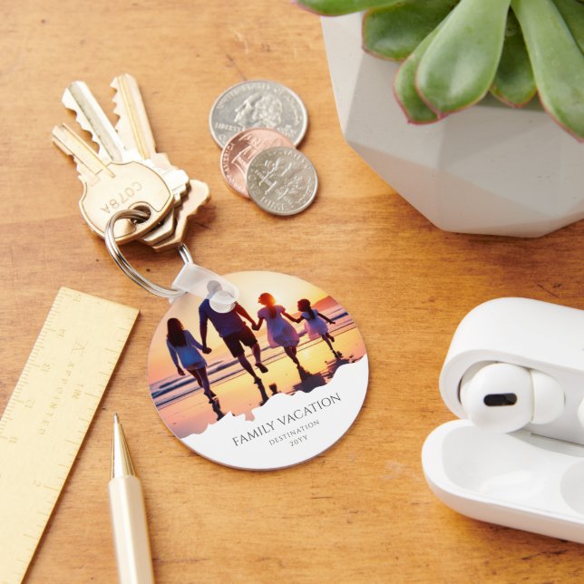 Elegant Family Vacation | Family Trip Photo Keychain (Desk)