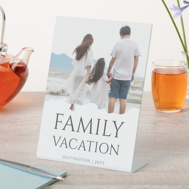 Elegant Family Vacation | Family Trip Photo Pedestal Sign (In SItu)