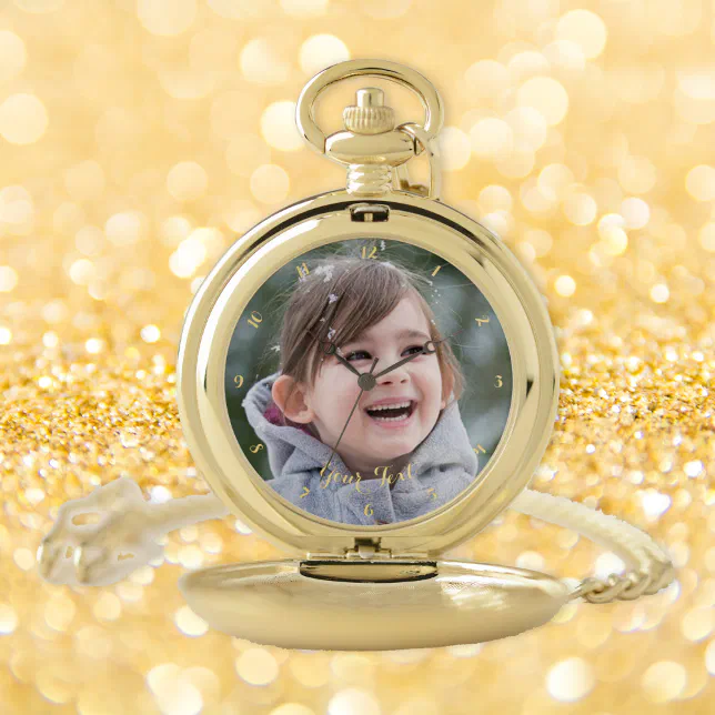 Elegant Family Weddings Photo Initial Classic Gold Pocket Watch Zazzle