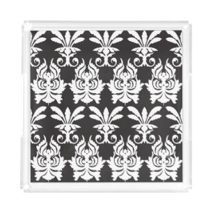 Elegant Fan Motifs in Golden Art Deco. Acrylic Tray