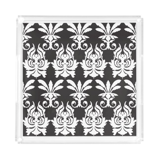 Elegant Fan Motifs in Golden Art Deco. Acrylic Tray (Front)