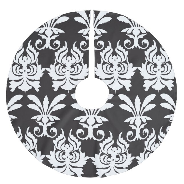 Elegant Fan Motifs in Golden Art Deco. Brushed Polyester Tree Skirt (Front)