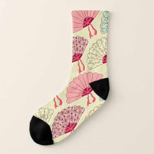 Elegant Fan Seamless Pattern Socks