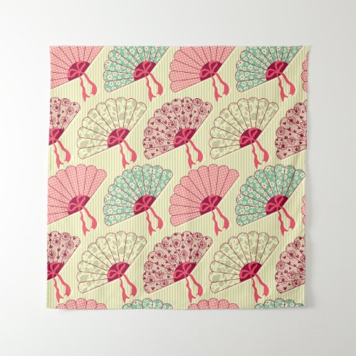 Elegant Fan Seamless Pattern Tapestry
