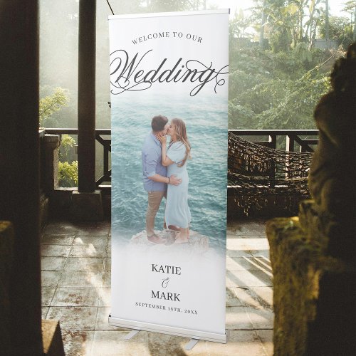 Elegant Fancy Calligraphy Wedding Photo Welcome Retractable Banner