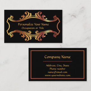 Elegant Fancy Gold Black Ornamental Design Business Card