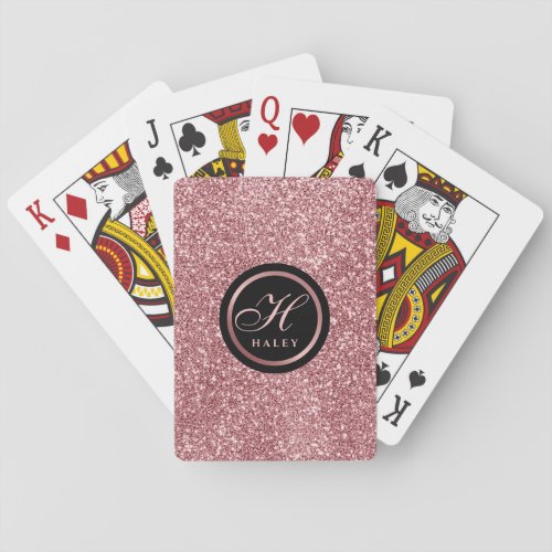 Elegant fancy Gold Glitter Effect Monogram Initial Poker Cards