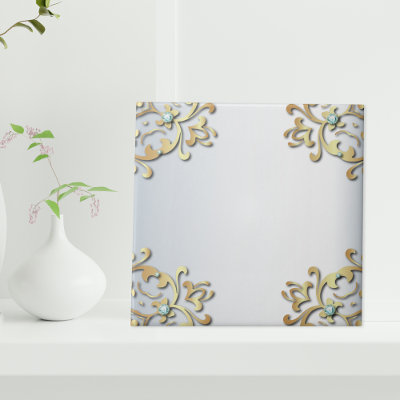Elegant Fancy Gold Ornate Baroque Filigree Border Tile