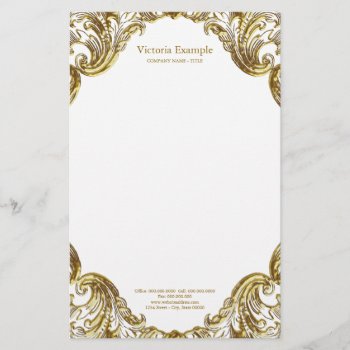 Elegant Fancy Gold Swirl Stationery by CorporateCentral at Zazzle